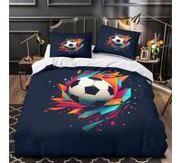 ZZVRMCYLD SoccerBallDynamics 3D Print Duvet Insert Cover 3pc Premium Microfibre Concealed AbstractSportsArt Duvet Cover 2 Pillowcases Lightweight Stain-Resistant Teens Young Adults King（220x240cm）