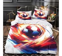 ZZVRMCYLD SoccerBallDynamics 3D Printing Duvet Insert Cover 3pc Premium Microfibre Concealed AbstractSportsArt Duvet Cover 2 Pillowcases Lightweight Stain-Resistant Teens Young Adults King（220x240cm）