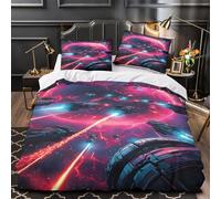 ZZVRMCYLD space battle scene 3D Digital Print Duvet Cover 3-Piece Microfiber Breathable sci-fi space warfare Comforter Cover 2 Matching Pillowcases Durable Home Decor Family Bedroom Double（200x200cm）