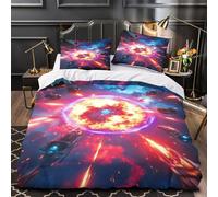 ZZVRMCYLD space battle scene 3D Print Comforter Cover 3-Piece Microfiber Durable Skin-Friendly sci-fi cosmic warfare Duvet Cover 2 Pillow Shams Hidden Zipper Home Decor Kids Bedroom King（220x240cm）