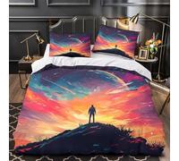 ZZVRMCYLD space traveler 3D Printed Duvet Insert Cover 3pc Ultra-Soft Microfibre Light digital fantasy Quilt Cover 2 Pillowcases Concealed Zipper Bed Linen Teens Room Double（200x200cm）