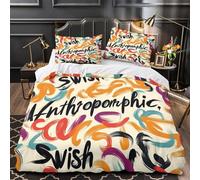 ZZVRMCYLD Swish Brushstroke 3D Printing Duvet Cover 3pcs Microfiber Easy Care Decor Vibrant Abstract Comforter Cover 2 Pillowcases Hidden Zipper Breathable For Kids & Teens Super king（260x220cm）