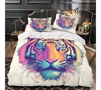 ZZVRMCYLD tiger face 3D Print Duvet Insert Cover 3pc Premium Microfibre Light vibrant pop Quilt Cover 2 Pillowcases Concealed Zipper Bedroom Decor Teens Young Adults Double（200x200cm）