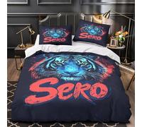 ZZVRMCYLD Tiger graphic design 3D Digital Print Comforter Cover 3pcs Microfibre Skin-Friendly Vibrant neon Duvet Cover 2 Pillow Shams Zippered Closure Lightweight Family Guests Super king（260x220cm）