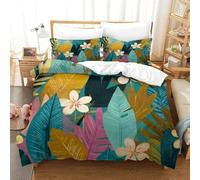 ZZVRMCYLD Tropical Leaf Plant Pattern Duvet Cover 3 PCS Hotel Quality Quilt Cover Bedding Bed Covers with Pillowcases with Zipper Closure Hypoallergenic Soft Breathable Microfiber Double（200x200cm）