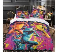 ZZVRMCYLD vibrant frog 3D Pattern Duvet Cover 3-Piece Ultra-Soft Microfiber Durable pop illustration Comforter Cover 2 Pillowcases Hidden Zipper Machine Washable Kids Teens Super king（260x220cm）