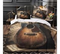 ZZVRMCYLD Vintage guitar 3D Printing Duvet Insert Cover 3pc Premium Microfibre Lightweight Rustic musical Quilt Cover 2 Pillowcases Concealed Zipper Bedroom Decor Teens & Adults King（220x240cm）