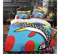 ZZVRMCYLD Whale 3D Digital Print Duvet Cover 3pc Premium Microfibre Easy Care Pop Quilt Cover 2 Pillowcases Concealed Zipper Bedding Couples Families Single（140x200cm）