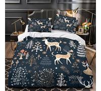 ZZVRMCYLD Winter deer pattern 3D Digital Print Duvet Cover 3pc Premium Microfibre Easy Care Scandinavian folk Quilt Cover 2 Pillowcases Concealed Zipper Bedding Couples Families Super king（260x220cm）