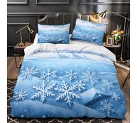 ZZVRMCYLD Winter landscape 3D Digital Print Comforter Cover 3pcs Microfibre Skin-Friendly Stain Snowflake Duvet Cover 2 Pillow Shams Zippered Closure Lightweight Family & Guests King（220x240cm）