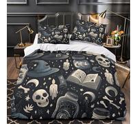 ZZVRMCYLD Witch hat 3D Print Duvet Insert Cover 3pc Ultra-Soft Microfibre Light Vintage Halloween design Quilt Cover 2 Pillowcases Concealed Zipper Bed Linen Teens Bedroom Super king（260x220cm）