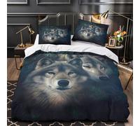 ZZVRMCYLD Wolf pair 3D Print Duvet Cover 3pc Premium Microfibre Easy Care Wild forest Quilt Cover 2 Pillowcases Concealed Zipper Bedding Couples Families King（220x240cm）