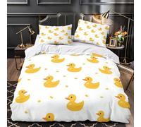 ZZVRMCYLD yellow duck pattern 3D Pattern Comforter Cover 3-Piece Premium Microfibre Stain-Resistant Quilt Cover 2 Pillow Shams Zippered Closure Bed Ensemble Family & Guests Super king（260x220cm）