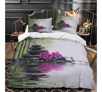 ZZVRMCYLD Zen garden scene 3D Printed Duvet Cover 3pc Premium Microfibre Easy Care Soft calm spa decor Quilt Cover 2 Pillowcases Concealed Zipper Bedding Set Couples & Families Single（140x200cm）