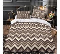 ZZVRMCYLD zigzag-pattern 3D Printed Comforter Cover 3pcs Microfibre Fade-Resistant Soft modern-geometric-style Quilt Cover 2 Pillow Shams Zipper Closure Bed Linen Family & Guests Double（200x200cm）