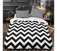 ZZVRMCYLD zigzag pattern 3D Printed Comforter Cover 3pcs Microfibre Skin-Friendly black white geometric Duvet Cover 2 Pillow Shams Zippered Closure Lightweight Family Guests King（220x240cm）