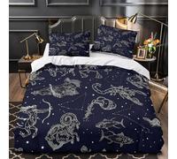 ZZVRMCYLD Zodiac signs 3D Printed Comforter Cover 3-Piece Microfiber Durable Skin-Friendly Mythical star patterns Duvet Cover 2 Pillow Shams Hidden Zipper Home Decor Kids Bedroom Single (135x200cm)