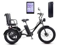 ZZwansuGE Adult Electric Tricycle, 24 * 4.0″ Wide Tire 3-Wheeler, 48V 18AH Removable Lithium Battery - 40km Range, 7-Speed Adjustment, For City/Mountain Roads Black