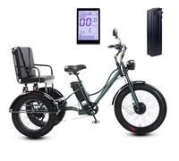 ZZwansuGE Adult Electric Tricycle, 24 * 4.0″ Wide Tire 3-Wheeler, 48V 18AH Removable Lithium Battery - 40km Range, 7-Speed Adjustment, For City/Mountain Roads Green