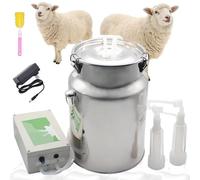 ZZwansuGE Electric Goat Milking Machine (3/5/7/14L), Stainless Steel Milking Bucket, With Pulse Vacuum Pump + Brush, Automatic Stop When Milk Is Full, No Damage To The Udder, For Home, Farm 10L