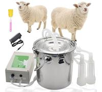 ZZwansuGE Electric Goat Milking Machine (3/5/7/14L), Stainless Steel Milking Bucket, With Pulse Vacuum Pump + Brush, Automatic Stop When Milk Is Full, No Damage To The Udder, For Home, Farm 5L