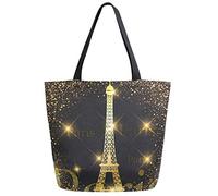 ZzWwR Chic Fashion Floral Printed Extra Large Shoulder Tote Bag for Beach Travel Weekender Gym Grocery Shopping, Eiffel Tower-paris, 20x15"
