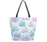 ZzWwR Chic Funny Cute Pattern Big Handle Bag Extra Large Shoulder Tote Bag for Beach Travel Weekender Gym Grocery Shopping, Multi, XL, Ice-cream Truck