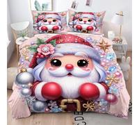 ZZXHG Bedding Set King Size Caricature Father Christmas, Microfiber Duvet Cover Sets 3 Pcs with Zipper Closure and 2 Pillowcases 50x75cm, Soft Reversible Quilt Covers for Teens Adults - 220x240cm