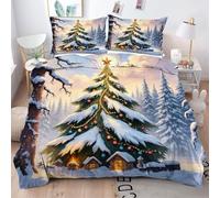 ZZXHG Bedding Set King Size Christmas Tree Teenagers, Microfiber Duvet Cover Sets 3 Pcs with Zipper Closure and 2 Pillowcases 50x75cm, Soft Reversible Quilt Covers for Teens Adults - 220x240cm