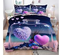 ZZXHG Bedding Set King Size Drift Bottle Love, Microfiber Duvet Cover Sets 3 Pcs with Zipper Closure and 2 Pillowcases 50x75cm, Quilt Covers for Teens Adults - 220x240cm_A17057