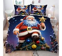 ZZXHG Bedding Set King Size Father Christmas, Microfiber Duvet Cover Sets 3 Pcs with Zipper Closure and 2 Pillowcases 50x75cm, Soft Reversible Quilt Covers for Teens Adults - 220x240cm_J1534