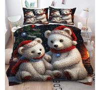 ZZXHG Bedding Set King Size White Cartoon Bear, Microfiber Duvet Cover Sets 3 Pcs with Zipper Closure and 2 Pillowcases 50x75cm, Soft Reversible Quilt Covers for Teens Adults - 220x240cm,a
