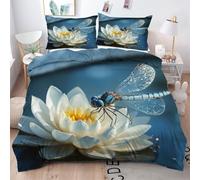 ZZXHG Bedding Set King Size White Lotus Flower, Microfiber Duvet Cover Sets 3 Pcs with Zipper Closure and 2 Pillowcases 50x75cm, Soft Reversible Quilt Covers for Teens Adults - 220x240cm,a