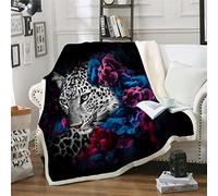 ZZXHG Black Animal Leopard Child Flannel Blanket King Size 230 x 270 cm, Microfiber Fleece Throw Sofa Blanket for Adults Kids, Soft Lightweight Bed Blanket for All Season, Fluffy Thick Blanket
