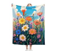 ZZXHG Blanket King Size Coloured Flowers, Blankets Thick for Adults Teens, Fluffy Fleece Throw Large, Reversible Microfiber Sofa Throws for Bed Chairs Office