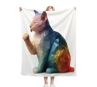 ZZXHG Blanket King Size Colourful Cat Sculpture, Weighted Blankets Thick for Adults Teens, Fluffy Fleece Throw Blankets Large, Reversible Microfiber Sofa Blanket for Bed Chairs Office