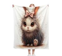 ZZXHG Blanket King Size Grey Rabbit Pattern, Weighted Blankets Thick for Adults Teens, Fluffy Fleece Throw Blankets Large, Reversible Microfiber Sofa Blanket for Bed Chairs Office