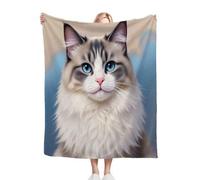 ZZXHG Blanket King Size Grey Ragdoll Cat, Blankets Thick for Adults Teens, Fluffy Fleece Throw Large, Reversible Microfiber Sofa Throws for Bed Chairs Office