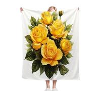 ZZXHG Blanket King Size Yellow Rose, Weighted Blankets Thick for Adults Teens, Fluffy Fleece Throw Blankets Large, Reversible Microfiber Sofa Blanket for Bed Chairs Office