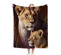ZZXHG Blanket Throw for Adults 3D Animal Lion, Plush Flannel Blanket for Bed King Size, Soft Reversible Microfiber Fluffy Fleece Throws Large for Couch Car Sofa, 220x240 cm_A12323