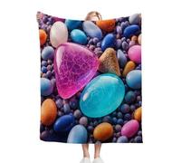 ZZXHG Blanket Throw for Adults 3D Colourful Stones, Plush Flannel Blanket for Bed King Size, Soft Reversible Microfiber Fluffy Fleece Throws Large for Couch Car Sofa, 220x240 cm_A12155
