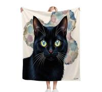 ZZXHG Blanket Throw for Adults Black Pet Cat, Plush Flannel Blanket for Bed King Size, Soft Reversible Microfiber Fluffy Fleece Throws Large for Couch Car Sofa, 220x240 cm