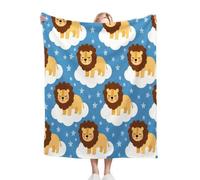 ZZXHG Blanket Throw for Adults Cartoon Lion, Plush Flannel Blanket for Bed King Size, Soft Reversible Microfiber Fluffy Fleece Throws Large for Couch Car Sofa, 220x240 cm_8327a