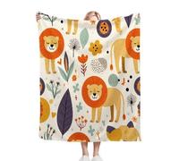 ZZXHG Blanket Throw for Adults Cartoon Lion, Plush Flannel Blanket for Bed King Size, Soft Reversible Microfiber Fluffy Fleece Throws Large for Couch Car Sofa, 220x240 cm_8339a