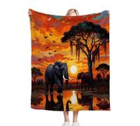 ZZXHG Blanket Throw for Adults Orange 3D Elephant, Plush Flannel Blanket for Bed King Size, Soft Reversible Microfiber Fluffy Fleece Throws Large for Couch Car Sofa, 220x240 cm_A3587