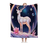 ZZXHG Blanket Unisex 30x40 Inch Animal Reindeer Child, Kids Throws Blankets Thick for Bed Sofa Chairs, Lightweight Flannel Plush Blankets for Boy Girl, Warm Microfiber Fluffy Fleece Throws_A14186