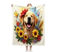 ZZXHG Blanket Unisex 30x40 Inch Yellow Golden Retriever, Kids Throws Blankets Thick for Bed Sofa Chairs, Lightweight Flannel Plush Blankets for Boy Girl, Warm Microfiber Fluffy Fleece Throws f140