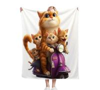 ZZXHG Blankets 100 x 130 Yellow Cartoon Cat Pattern, Warm Fluffy Flannel Blanket Single Bed for Bedroom/Living/Couch/Sofa, Soft Fleece Thick Blanket for Boys Girls, Fit All Season