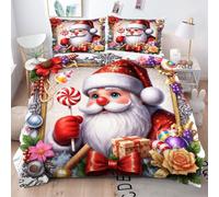 ZZXHG Double Bedding Duvet Set Animated Christmas, Microfiber Double Bed Duvet Cover Set with Zipper Closure + 2 Pillowcases, Soft Reversible Quilt Covers for Teens Adults - 200x200 cm