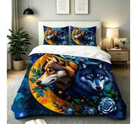 ZZXHG Double Duvet Cover Purple Wolf Microfiber Bedding Set-B244 | 3D Printed Ultra Soft, Breathable & Skin-Friendly with All-Season Comfort for Dorm Hotel, Gift for Women Men Teen Kids